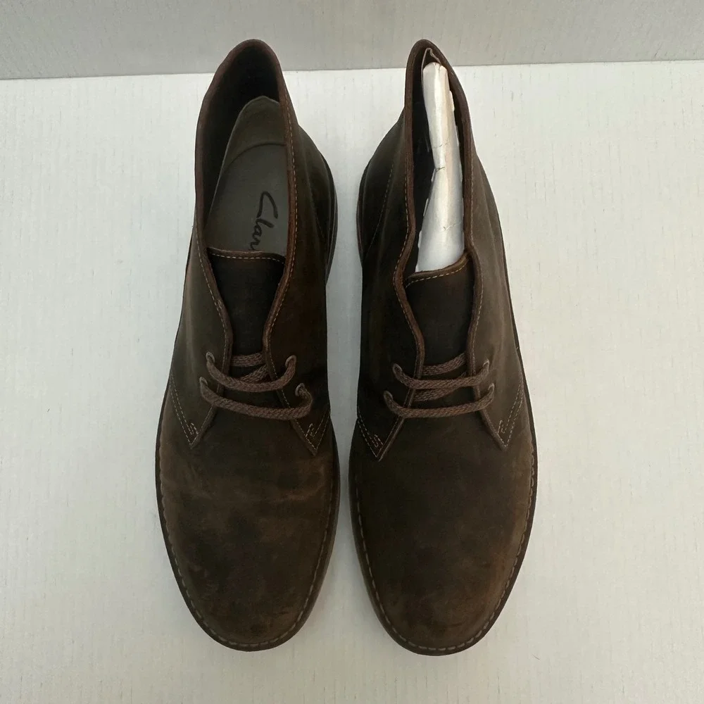 Clarks Desert Boots Mens 13 Bushacre 2 Ankle Brown Leather Lace Up‎ Chukka Shoes